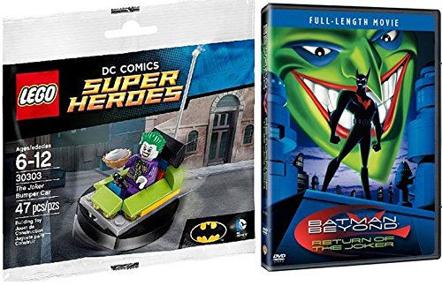 LEGO DC Comics Super Heroes DVD Batman Beyond: Return of the Joker Animated Movie + The Joker Bumper Car (30303) with Joker Mini Figure with Pie