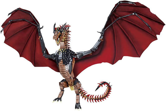 1889Pcs Fire Dragon with A Figure Building Blocks Toys Puzzle Set Model Collection Creative for Kids Adults