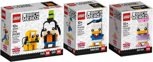 Lego Brickheadz Disney Pluto + Goofy (40378), Daisy Duck (40476) & Donald Duck (40377) Exclusive Bundle
