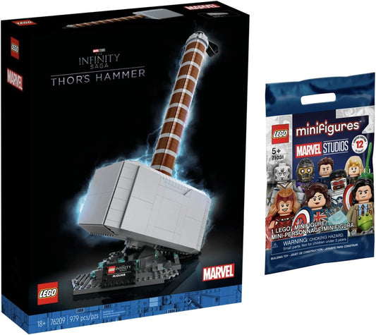 LEGO Marvel Thor's Hammer Mjolnir 76209 Deluxe Building Toy + Mystery Marvel Mini Figure