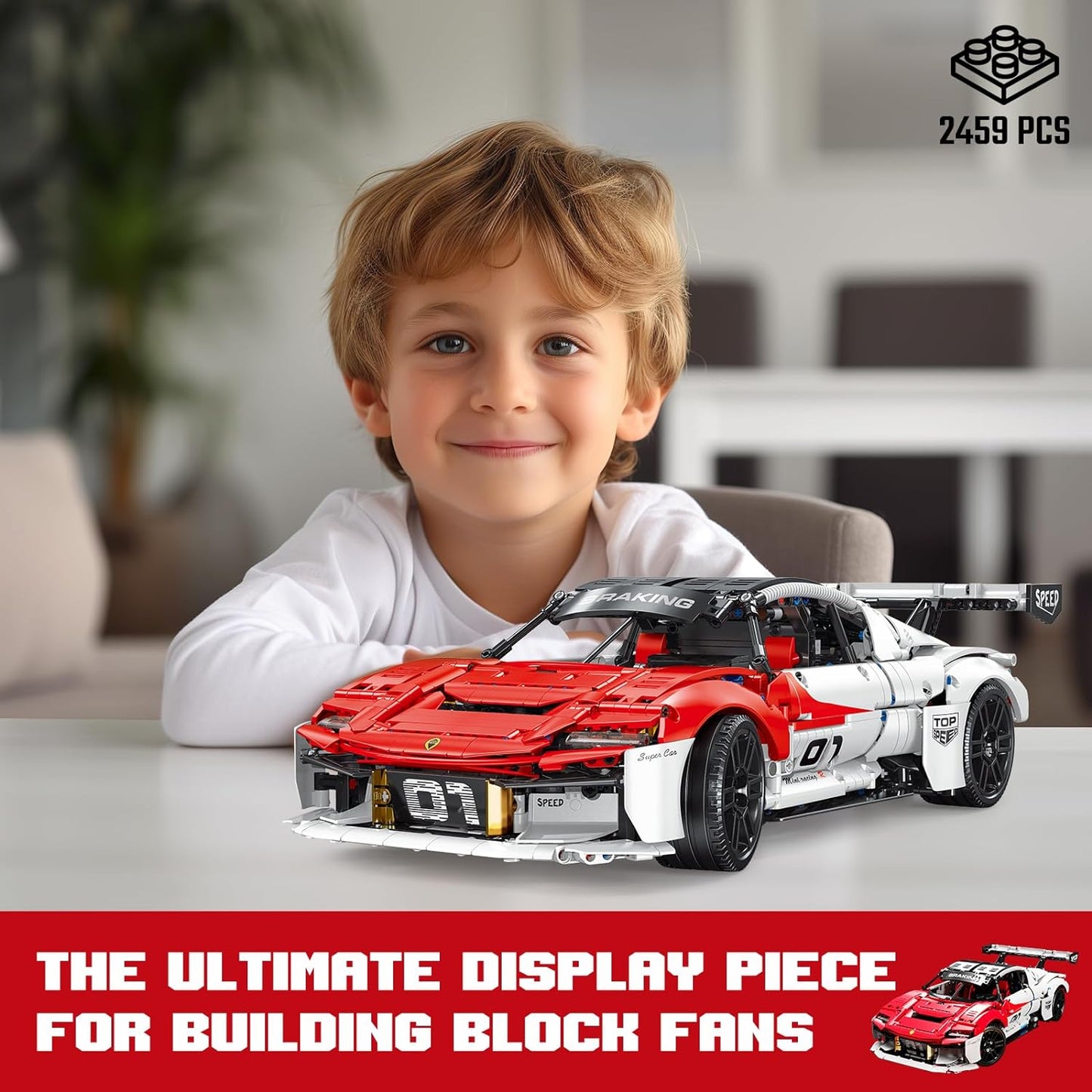 1:10 Super Sports Car Model Building Bricks Sets - 2459 pcs Electric Driftable Remote Control Race Engineering Toys - Display Model Toy Gift Idea for Adults Boys