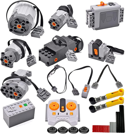 32Pcs Power Function Kit Set Motor Battery Infrared-Remote-Control Receiver Train Adjustable Speed Motor Parts, Motor Power Change Parts Compatible with mainbrands Technic-Parts