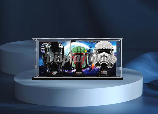 Acrylic Display case for Lego Star Wars Helmets 75274+75276+75277 (Lego Set is not Included) (with Theme backgrond) US Stock