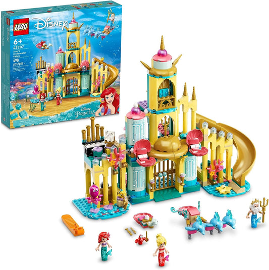 LEGO Disney Princess Ariel’s Underwater Palace Building Toy 43207 Toy Castle Building Kit, Gift Idea for Kids, Girls and Boys Aged 6+ with The Little Mermaid Mini-Doll Figure & Dolphin Figures