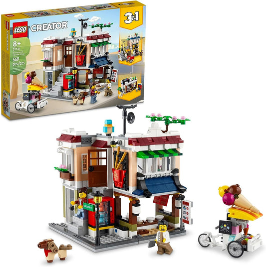 LEGO Creator 3 in 1 Downtown Noodle Shop House, Transforms from Noodle Shop to Bike Shop to Arcade, Modular Building Set, Toy Gift for Kids 8 Years and Up, 31131