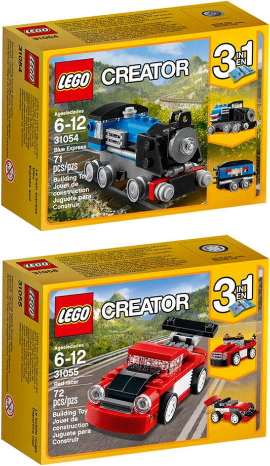 LEGO Creator Blue Express Red Racer Building Kit Bundle (143 Piece)