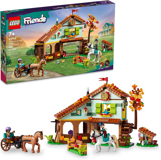 LEGO Friends Autumn’s Horse Stable 41745 Building Toy, Role-Play Fun for Kids Ages 7+, with 2 Mini-Dolls and 2 Horses, Carriage and Riding Accessories, A Gift Birthday Gift for Kids Who Love Horses