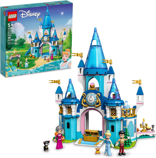 LEGO Disney Princess Cinderella and Prince Charming's Castle 43206 Doll House, Buildable Toy with 3 Mini Dolls, Plus Gus Gus and Lucifer Figures