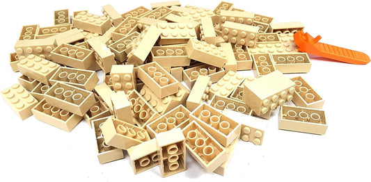LEGO Classic Pack of 100 2x4 Stones (3001) with Stone Separator (Beige)
