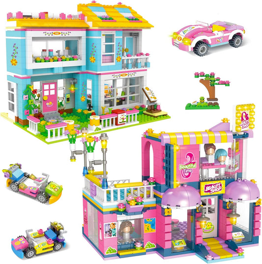 1422 Pieces Friends House Building Kit, Family House and Coffee Shop Building Blocks Sets with Storage Box, Creative Roleplay Building Toys Birthday Gift for Kids Boys Girls Age 6-12 Years