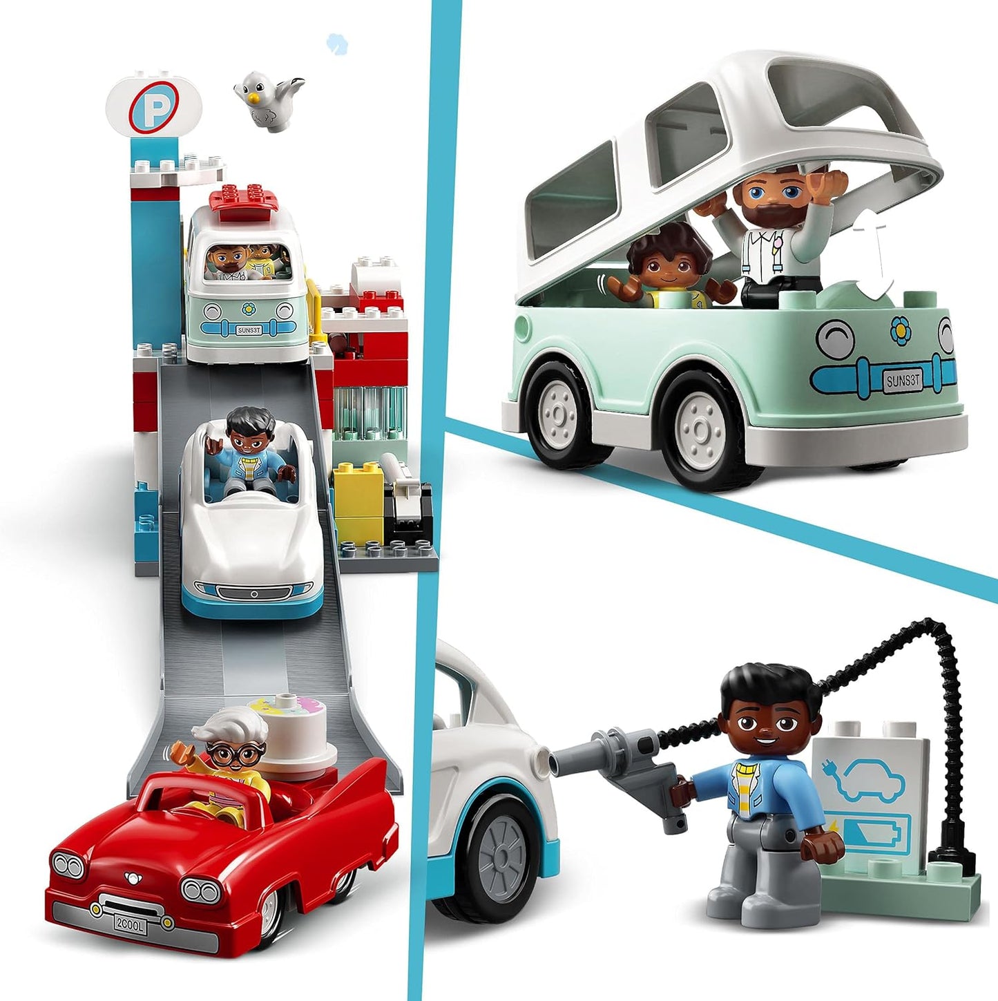 LEGO® DUPLO® Car Park and Car Wash 10948 Kids’ Building Toy Featuring a Car Wash, Petrol Station and Car Park