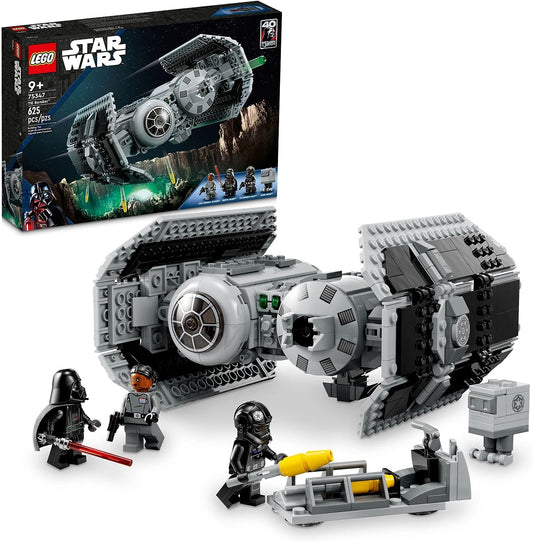 LEGO Star Wars TIE Bomber Model Building Kit, Star Wars Toy Starfighter with Gonk Droid Figure, Darth Vader Minifigure and Lightsaber, Collectible Star Wars Gift for 9 Year Olds, 75347