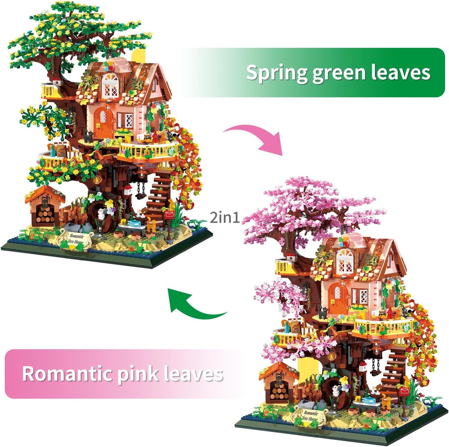 2 in 1 Tree House Building Block, 3196PCS Mini Building Sets, Not Compatible with Lego Treehouse, Model Construction Set for 14 Plus Year Olds & Adults