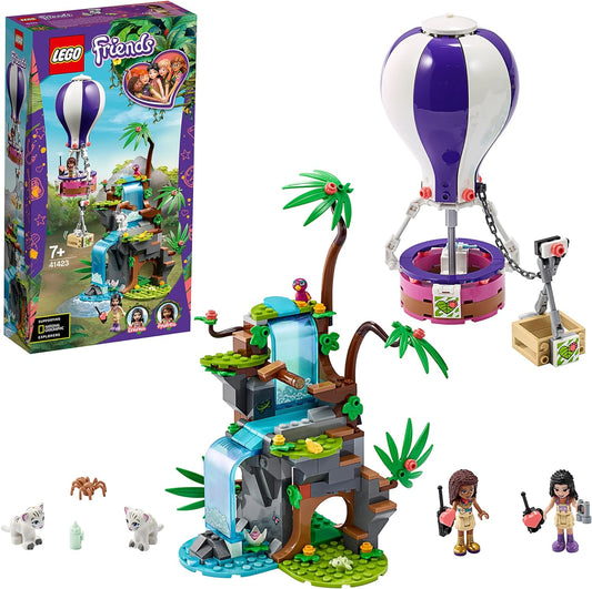 LEGO 41423 Friends Tiger Hot Air Balloon Jungle Rescue Play Set with Andrea, Emma & Animals Figures