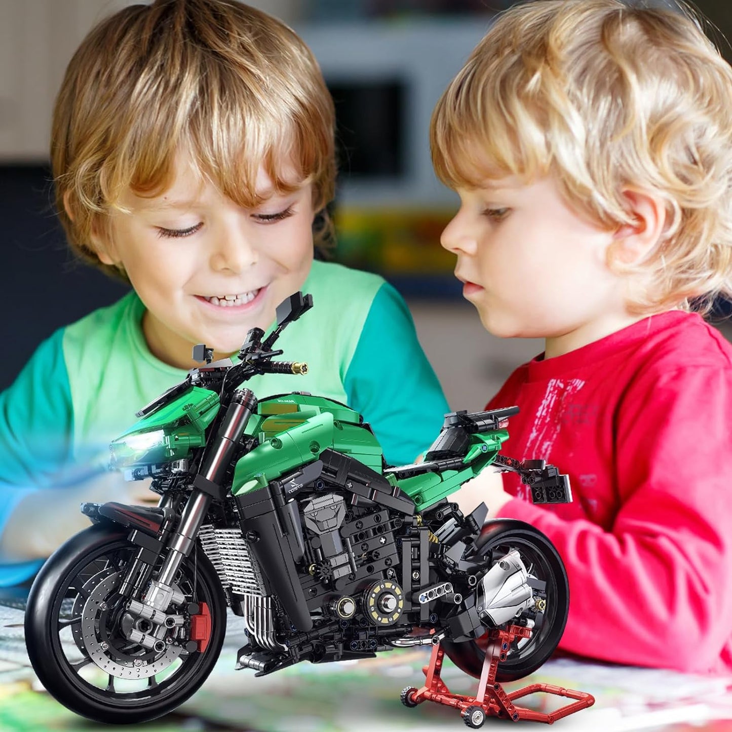 1:5 Motorcycle Model Building Bricks Sets - 2090+ PCS Large Motorcycle Building Blocks Kit with Light - Display Model Toy Gift Idea for Adults Boys