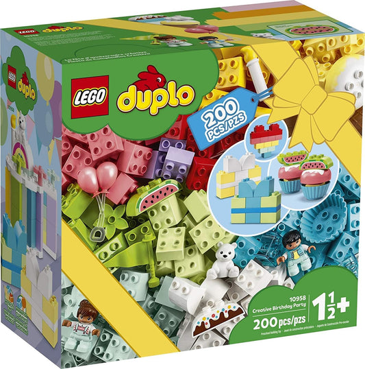 LEGO DUPLO Classic Creative Birthday Party 10958 Imaginative Building Fun for Toddlers; Creative Toy Gift for Kids, New 2021 (200 Pieces)