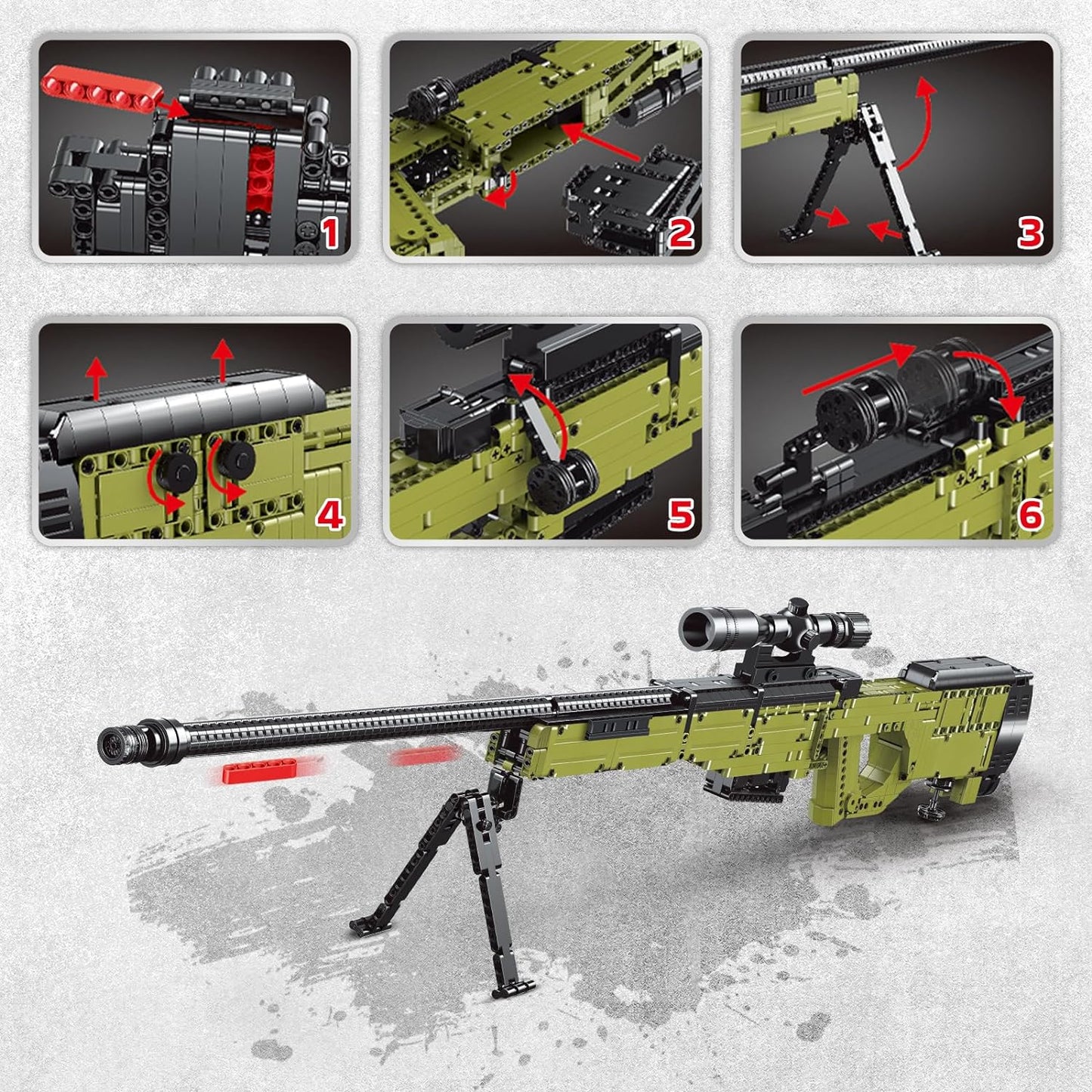 1:1 AWM Building Bricks Gun Collection Toy - 1628 PCS Model Gun Building Block Sniper Set Shootable - Simulation Weapon Toy Lovers Gift