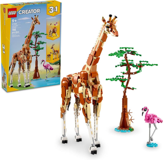 LEGO Creator 3 in 1 Wild Safari Animals, Rebuilds into 3 Different Safari Animal Figures - Giraffe Toy, Gazelle Toy or Lion Toy, Nature Toy, Building Set for Kids Ages 9 Years Old and Up, 31150