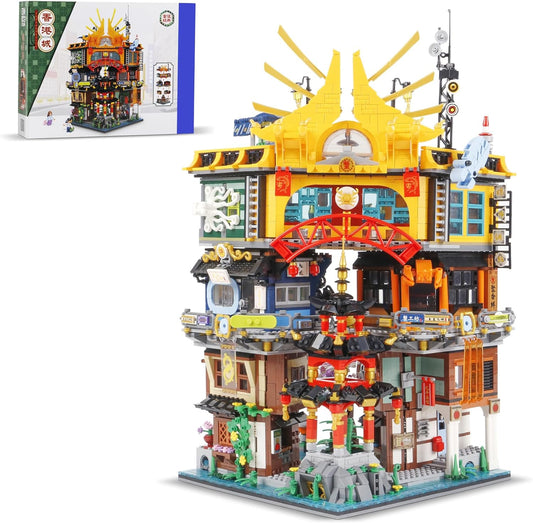 4184PCS Hong Kong City Mini Building Blocks Toys,Creative Chinese Style Street View Architecture Building Sets(Super Large and Not Compatible with Lego), Good Choice for 6+ Boys, Girls or Adults