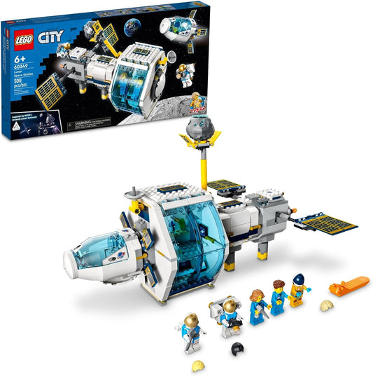 LEGO City Lunar Space Station, 60349 NASA Inspired Building Toy, Model Set with Docking Capsule, Labs and 5 Astronaut Minifigures