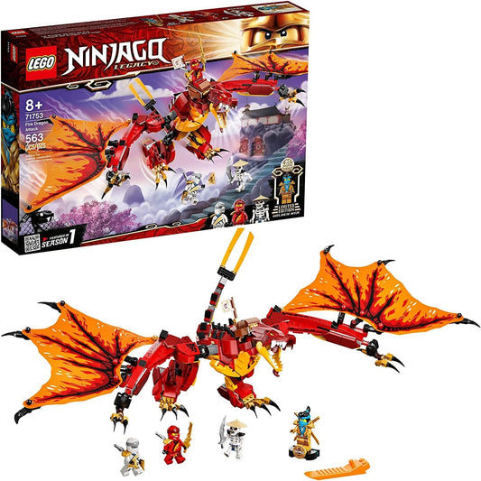 LEGO NINJAGO Legacy Fire Dragon Attack 71753 Ninja Playset Building Kit, Featuring a Flying Dragon Toy; New 2021 (563 Pieces)