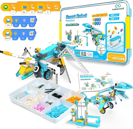 200-in-1 Scratch Jr Coding Robot Kit - STEM Smart Robot Premium Educational Toy - Junior Programming Learning Kit - DIY Robotics Kit for Kids