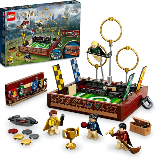 LEGO Harry Potter Quidditch Trunk Playset for 1 or 2 Players with Customizable Minifigures of Draco Malfoy, Cedric Diggory, Cho Chang and Golden Snitch, Travel Toy for Boys and Girls 76416