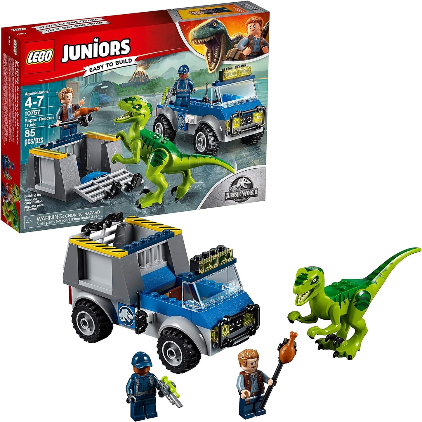 🏆Premium Pack/4+ Jurassic World Raptor Rescue Truck 10757 Building Kit (85 Piece)